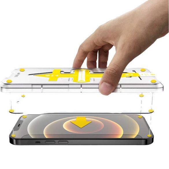 Apple iPhone 16 Pro Max, Kijelzővédő fólia, ütésálló fólia (az íves részre NEM hajlik rá!), Tempered Glass (edzett üveg), segéd kerettel, Wooze Gorilla Glass, Clear