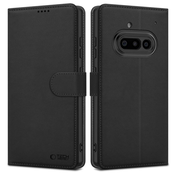 Nothing Phone 3a, Oldalra nyíló tok, stand, mágnes csattal, TP Wallett, fekete