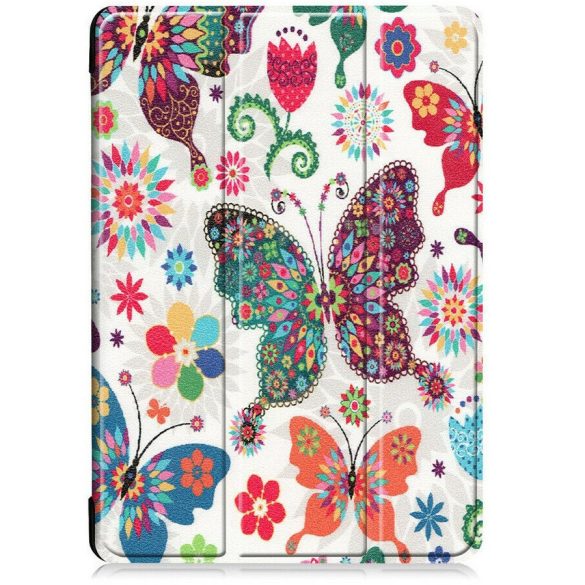 Huawei Honor Pad 9 (12.1), mappa tok, színes nagy pillangó minta, Trifold, fehér