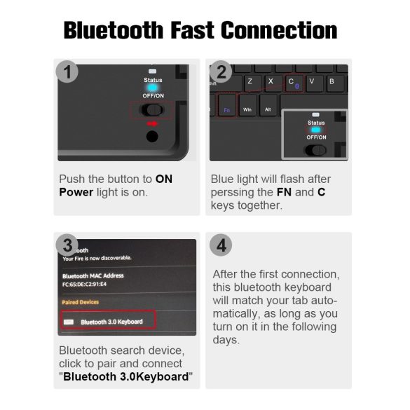 Huawei MatePad Pro (12.2) (2024), Bluetooth billentyűzetes, mappa tok, Touch Pad, mágneses rögzítés, Wooze Simple Touch, fekete