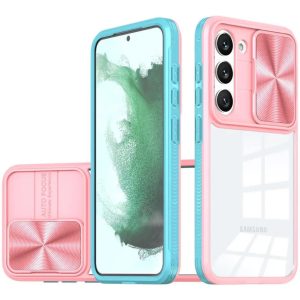 Samsung Galaxy S25 Edge SM-S937, Műanyag hátlap + szilikon keret, átlátszó akril hátlap, kamera védelem, Wooze Trendy, rózsaszín/kék