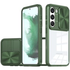 Samsung Galaxy S25 Edge SM-S937, Műanyag hátlap + szilikon keret, átlátszó akril hátlap, kamera védelem, Wooze Trendy, zöld