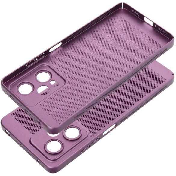 Samsung Galaxy S25 Edge SM-S937, Műanyag hátlap védőtok, légáteresztő, lyukacsos minta, Breezy, lila