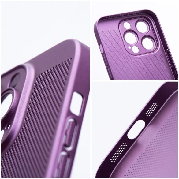 Samsung Galaxy S25 Edge SM-S937, Műanyag hátlap védőtok, légáteresztő, lyukacsos minta, Breezy, lila