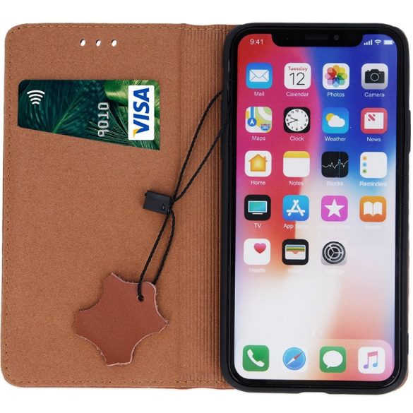Samsung Galaxy S25 Edge SM-S937, Oldalra nyíló tok, valódi bőrtok, stand, Smart Pro, barna