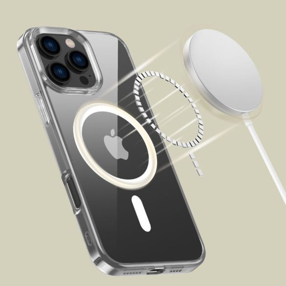 Samsung Galaxy S25 Edge SM-S937, Műanyag hátlap védőtok + szilikon keret, Magsafe töltővel kompatibilis, FlexAir Hybrid Magsafe, átlátszó