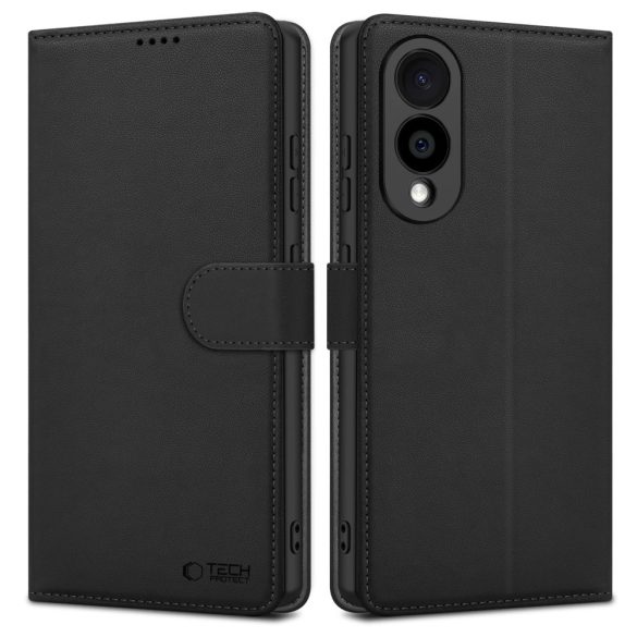 Samsung Galaxy S25 Edge SM-S937, Oldalra nyíló tok, stand, mágnes csattal, TP Wallett, fekete