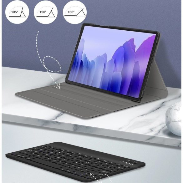 Samsung Galaxy Tab S10 FE Plus (13.1) SM-X620 / X626B, Bluetooth billentyűzetes, mappa tok, billentyűzet világítás, mágneses rögzítés, Wooze Illuminated, fekete