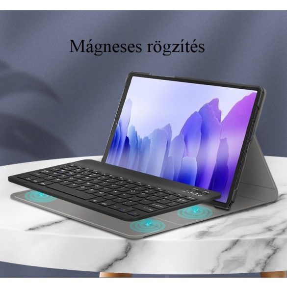 Samsung Galaxy Tab S10 FE Plus (13.1) SM-X620 / X626B, Bluetooth billentyűzetes, mappa tok, billentyűzet világítás, mágneses rögzítés, Wooze Illuminated, fekete