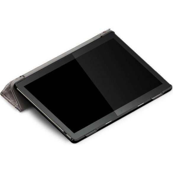 Samsung Galaxy Tab S10 FE Plus (13.1) SM-X620 / X626B, mappa tok, Eiffel torony, térkép minta, Trifold, szürke