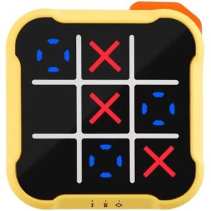 Hordozható elektronikus utazó társas- és stratégiai XO játék, Wooze Tic Tac Toe, sárga