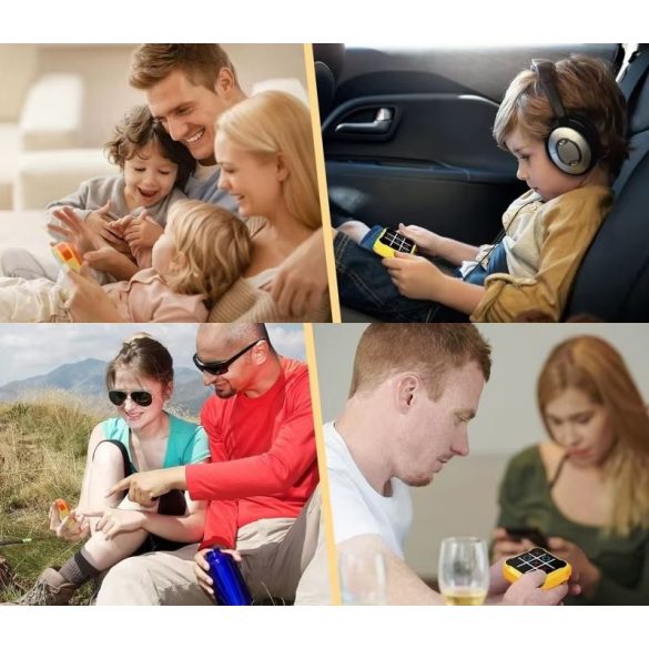 Hordozható elektronikus utazó társas- és stratégiai XO játék, Wooze Tic Tac Toe, sárga