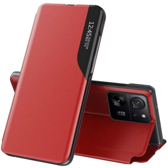 Xiaomi Redmi K70 / K70 Pro / Poco F6 Pro, Oldalra nyíló tok, stand, hívás mutatóval, Wooze FashionBook, piros