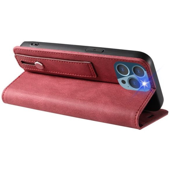 Xiaomi Redmi K70 / K70 Pro / Poco F6 Pro, Oldalra nyíló tok, stand, kártyatartóval, kézpánttal, Wooze Business Plus, piros