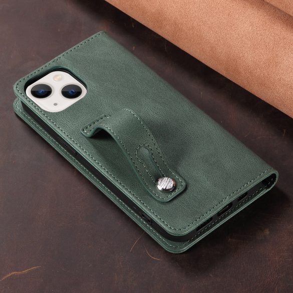 Xiaomi Redmi K70 / K70 Pro / Poco F6 Pro, Oldalra nyíló tok, stand, kártyatartóval, kézpánttal, Wooze Business Plus, sötétzöld