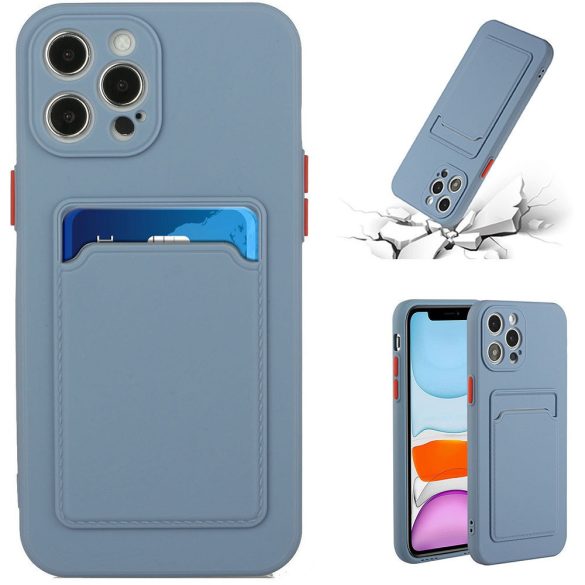 Xiaomi Redmi K70 / K70 Pro / Poco F6 Pro, Szilikon tok, kártyatartóval, Wooze Card Slot, leander-szürke