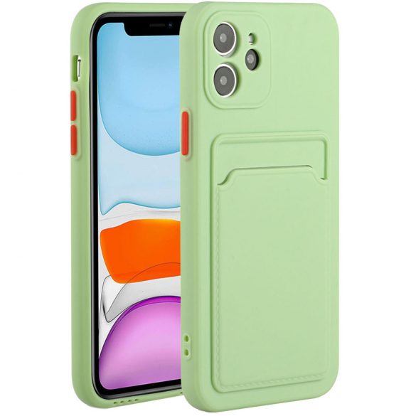 Xiaomi Redmi K70 / K70 Pro / Poco F6 Pro, Szilikon tok, kártyatartóval, Wooze Card Slot, világoszöld