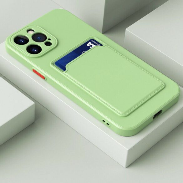 Xiaomi Redmi K70 / K70 Pro / Poco F6 Pro, Szilikon tok, kártyatartóval, Wooze Card Slot, világoszöld