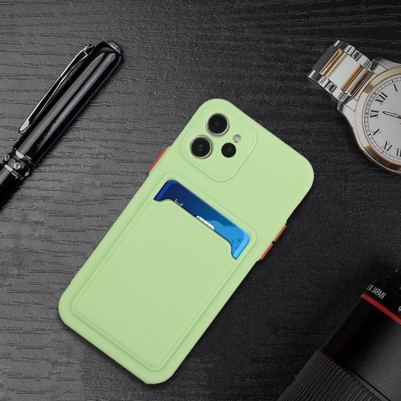 Xiaomi Redmi K70 / K70 Pro / Poco F6 Pro, Szilikon tok, kártyatartóval, Wooze Card Slot, világoszöld