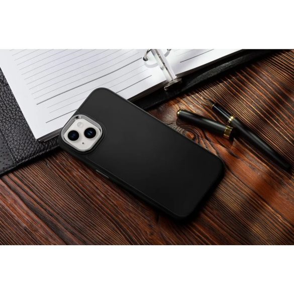 Xiaomi Redmi A5 4G, Szilikon tok, közepesen ütésálló, fémhatású kamera keret, Frame Case, fekete
