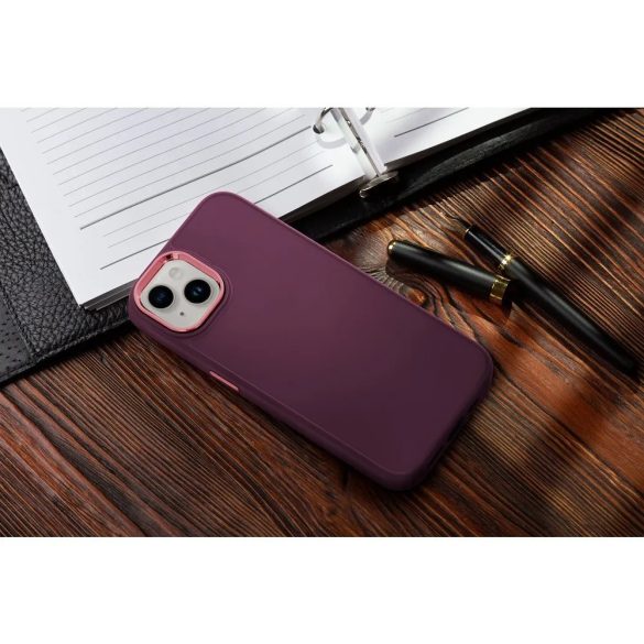 Xiaomi Redmi A5 4G, Szilikon tok, közepesen ütésálló, fémhatású kamera keret, Frame Case, lila
