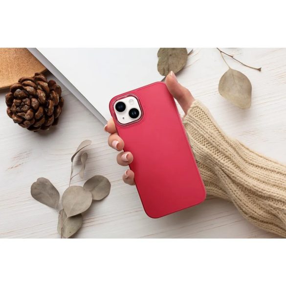 Xiaomi Redmi A5 4G, Szilikon tok, közepesen ütésálló, fémhatású kamera keret, Frame Case, magenta