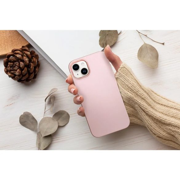 Xiaomi Redmi A5 4G, Szilikon tok, közepesen ütésálló, fémhatású kamera keret, Frame Case, rózsaszín