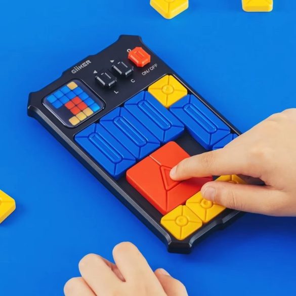Hordozható elektronikus utazó logikai játék, kijelzővel, mágneses, Giiker Super Slide, fekete
