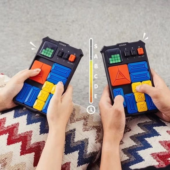 Hordozható elektronikus utazó logikai játék, kijelzővel, mágneses, Giiker Super Slide, fekete
