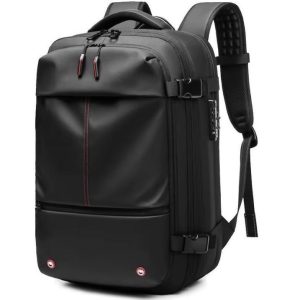 Vákuumos kompressziós hátizsák, utazótáska, 60 Liter kapacitás, vákuumszivattyúval, vízálló, légáteresztő, Wooze VacPack, fekete