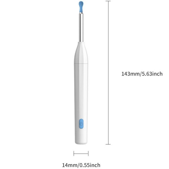 Elektromos fültisztító készlet, otoszkóp, HD mini kamerával, Wifi-s, LED világítással, Wooze Visual Ear Cleaner, fehér