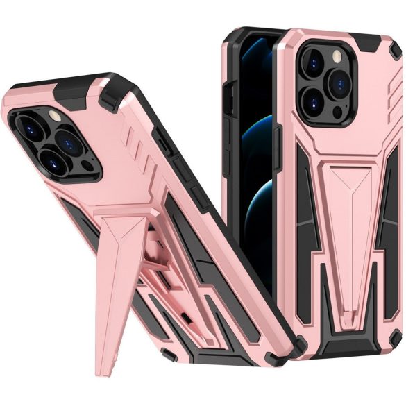 Huawei Honor 400 Lite, Műanyag hátlap védőtok szilikon belső, közepesen ütésálló, kitámasztóval, Wooze Supportive Care, vörösarany