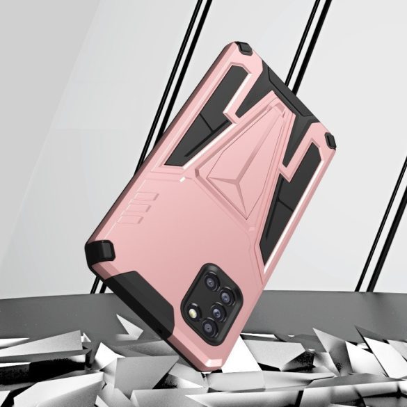 Huawei Honor 400 Lite, Műanyag hátlap védőtok szilikon belső, közepesen ütésálló, kitámasztóval, Wooze Supportive Care, vörösarany