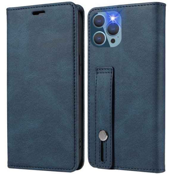 Huawei Honor 400 Lite, Oldalra nyíló tok, stand, kártyatartóval, kézpánttal, Wooze Business Plus, kék