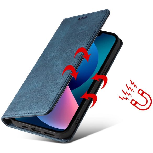 Huawei Honor 400 Lite, Oldalra nyíló tok, stand, kártyatartóval, kézpánttal, Wooze Business Plus, kék