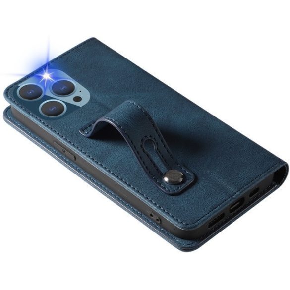 Huawei Honor 400 Lite, Oldalra nyíló tok, stand, kártyatartóval, kézpánttal, Wooze Business Plus, kék