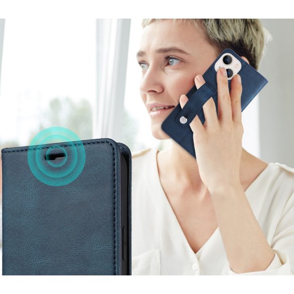 Huawei Honor 400 Lite, Oldalra nyíló tok, stand, kártyatartóval, kézpánttal, Wooze Business Plus, kék