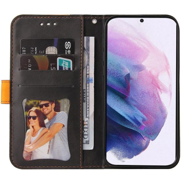 Huawei Honor 400 Lite, Oldalra nyíló tok, stand, kártyatartóval, kézpánttal, Wooze Colour Wallet, narancssárga