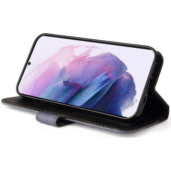 Huawei Honor 400 Lite, Oldalra nyíló tok, stand, kártyatartóval, kézpánttal, Wooze Colour Wallet, szürke