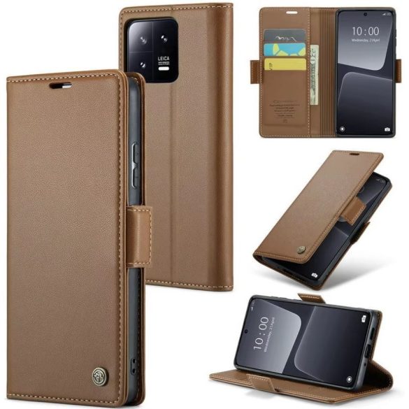 Huawei Honor 400 Lite, Oldalra nyíló tok, stand, kártyatartóval, RFID technológiával, Wooze CaseME, barna