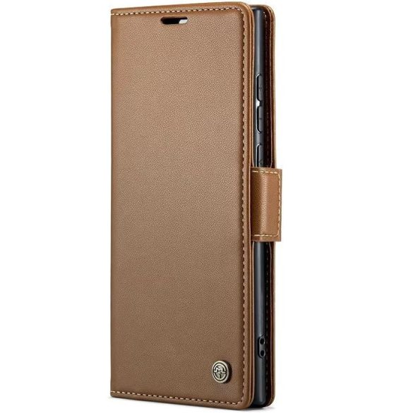 Huawei Honor 400 Lite, Oldalra nyíló tok, stand, kártyatartóval, RFID technológiával, Wooze CaseME, barna