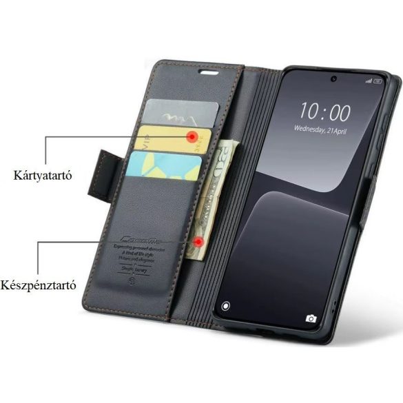 Huawei Honor 400 Lite, Oldalra nyíló tok, stand, kártyatartóval, RFID technológiával, Wooze CaseME, barna