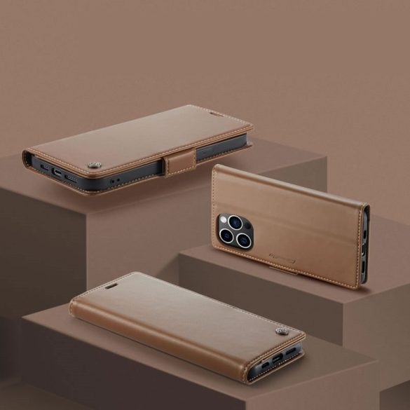 Huawei Honor 400 Lite, Oldalra nyíló tok, stand, kártyatartóval, RFID technológiával, Wooze CaseME, barna