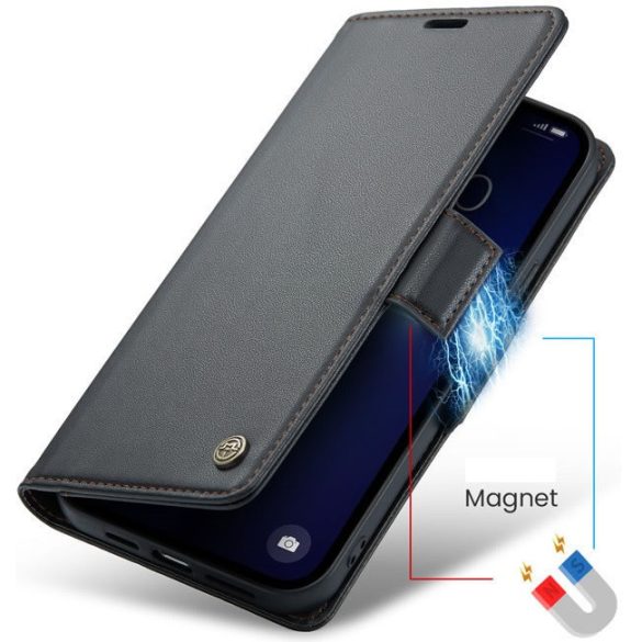 Huawei Honor 400 Lite, Oldalra nyíló tok, stand, kártyatartóval, RFID technológiával, Wooze CaseME, fekete