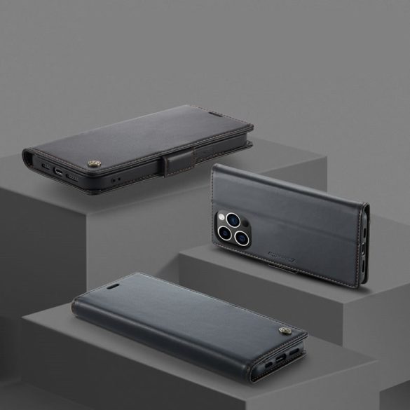 Huawei Honor 400 Lite, Oldalra nyíló tok, stand, kártyatartóval, RFID technológiával, Wooze CaseME, fekete