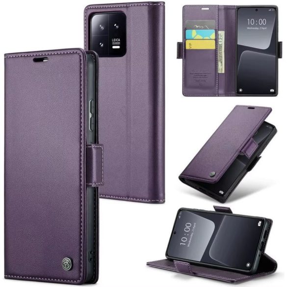 Huawei Honor 400 Lite, Oldalra nyíló tok, stand, kártyatartóval, RFID technológiával, Wooze CaseME, lila