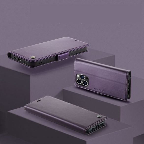 Huawei Honor 400 Lite, Oldalra nyíló tok, stand, kártyatartóval, RFID technológiával, Wooze CaseME, lila