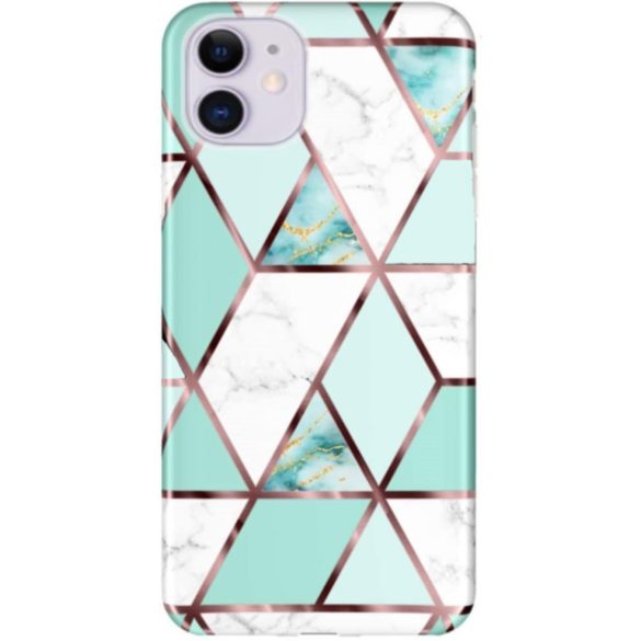 Huawei Honor 400 Lite, Szilikon tok, sokszöges márvány minta, Wooze Geometric Marble, színes/zöld