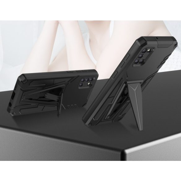 Huawei Honor 400 Pro (Global), Műanyag hátlap védőtok szilikon belső, közepesen ütésálló, kitámasztóval, Wooze Supportive Care, fekete