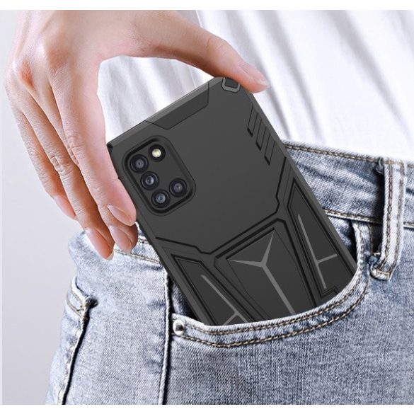 Huawei Honor 400 Pro (Global), Műanyag hátlap védőtok szilikon belső, közepesen ütésálló, kitámasztóval, Wooze Supportive Care, fekete